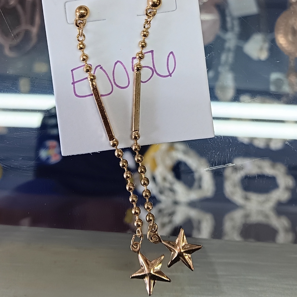 Gold Star Chain Earrings